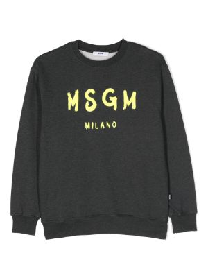 MSGM Kids Brushstroke logo-print Cotton Sweatshirt - Farfetch