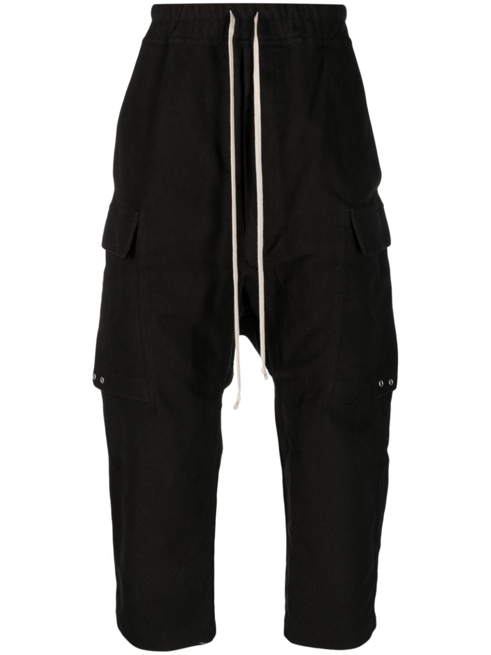Rick Owens Cropped Drop-crotch Trousers In Black