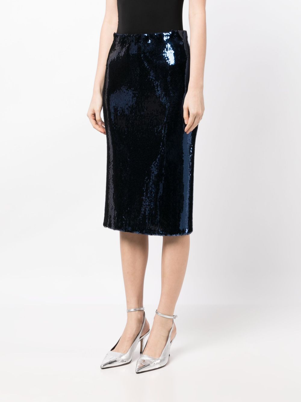 Shop N°21 Sequin Mid-rise Pencil Skirt In Blue