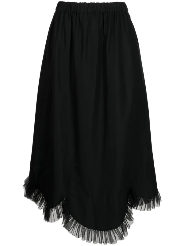 Noir Kei Ninomiya tulle-trim Midi Skirt - Farfetch