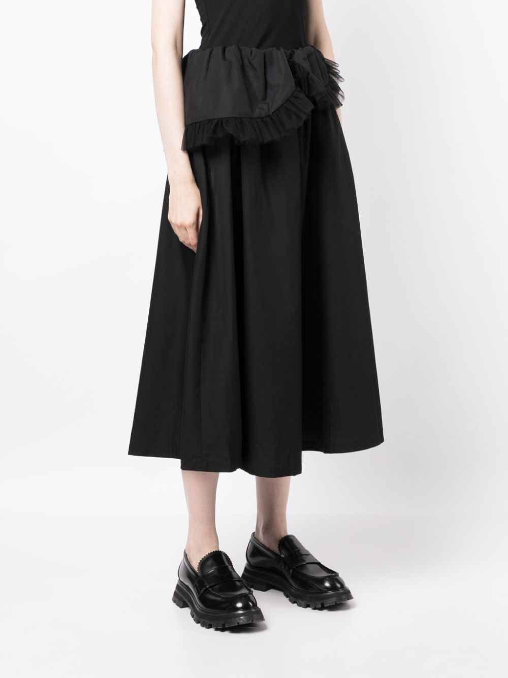 Shop Noir Kei Ninomiya Tulle-trim Straight Skirt In Black