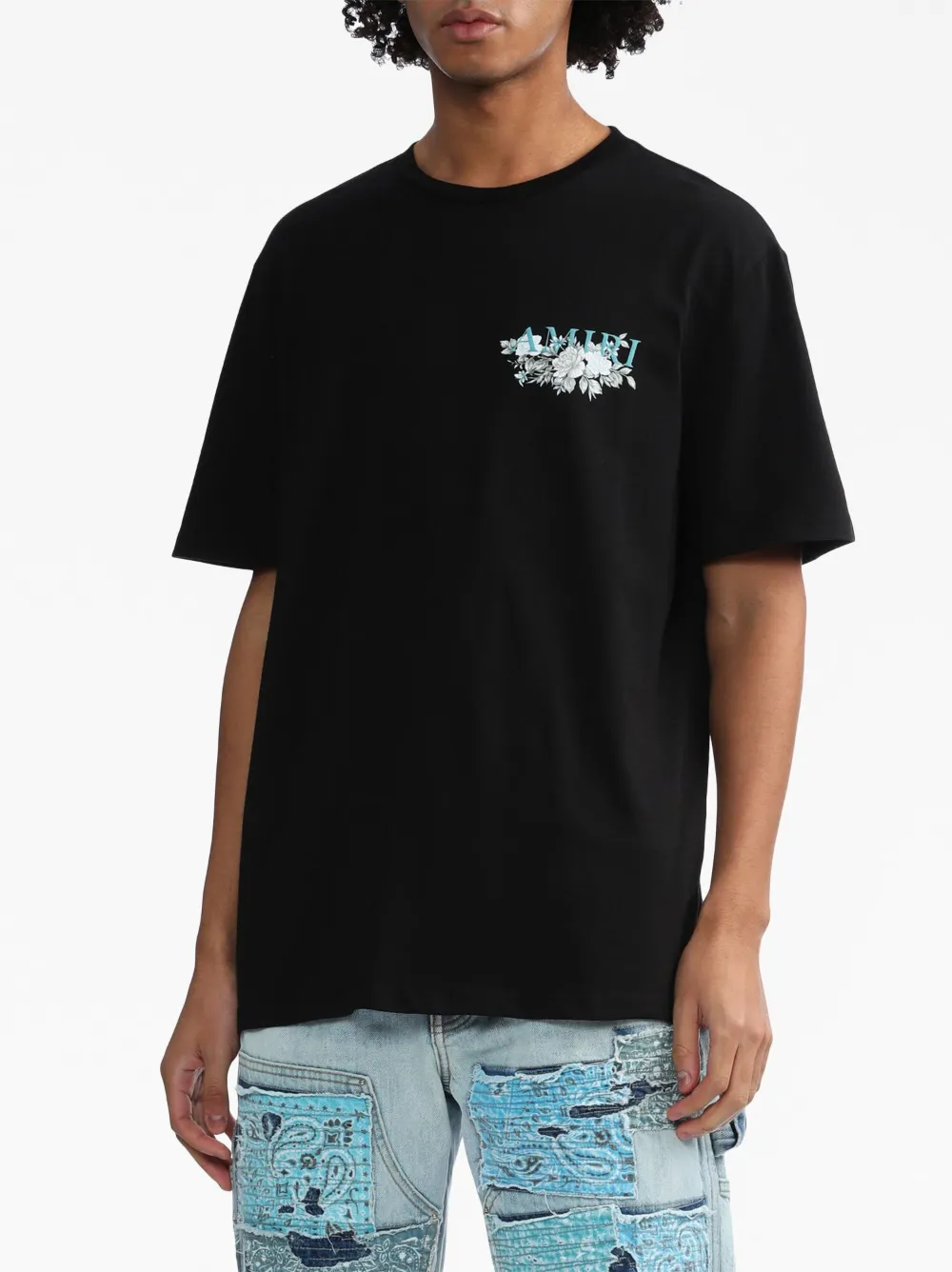 AMIRI Floral logo-print Cotton T-shirt - Farfetch