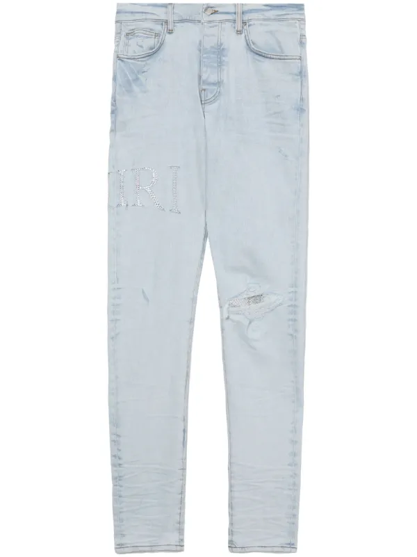 人気商品の再入荷情報をお届け！ Skinny crystal-embellished AMIRI Jeans FARFETCH | Blue | パンツ