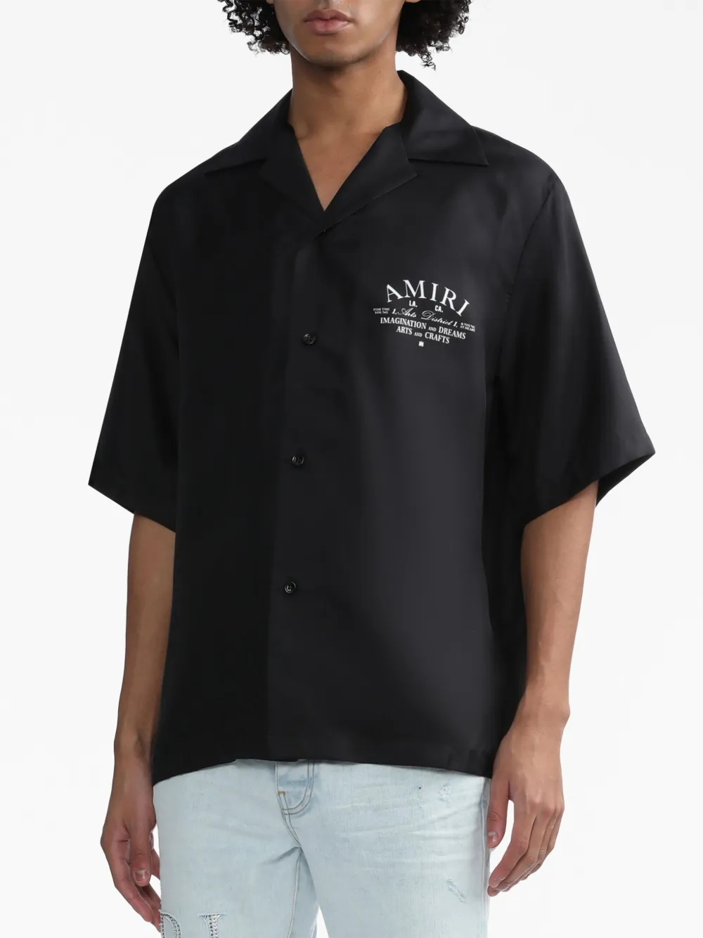 AMIRI logo-print short-sleeve Silk Shirt | Black | FARFETCH CA