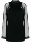 sacai layered cut-out top - Black