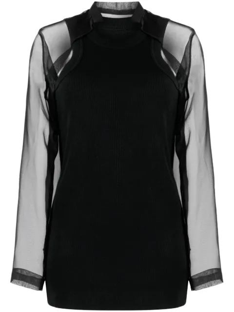 sacai layered cut-out top