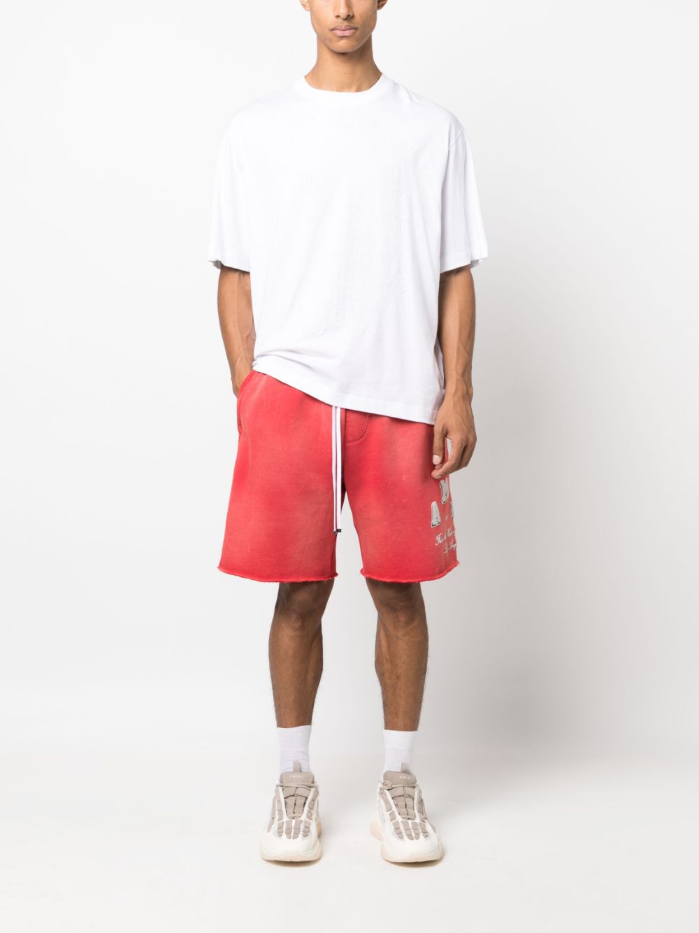 AMIRI logo-print drawstring-waistband shorts - Red