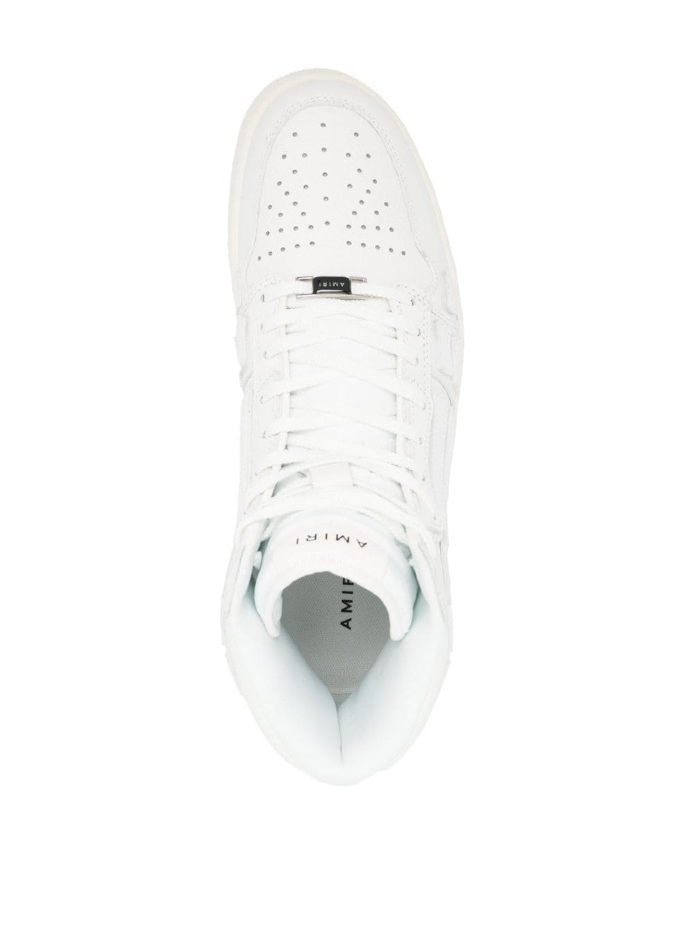 Shop Amiri Skel Appliqué Leather High-top Sneakers In White