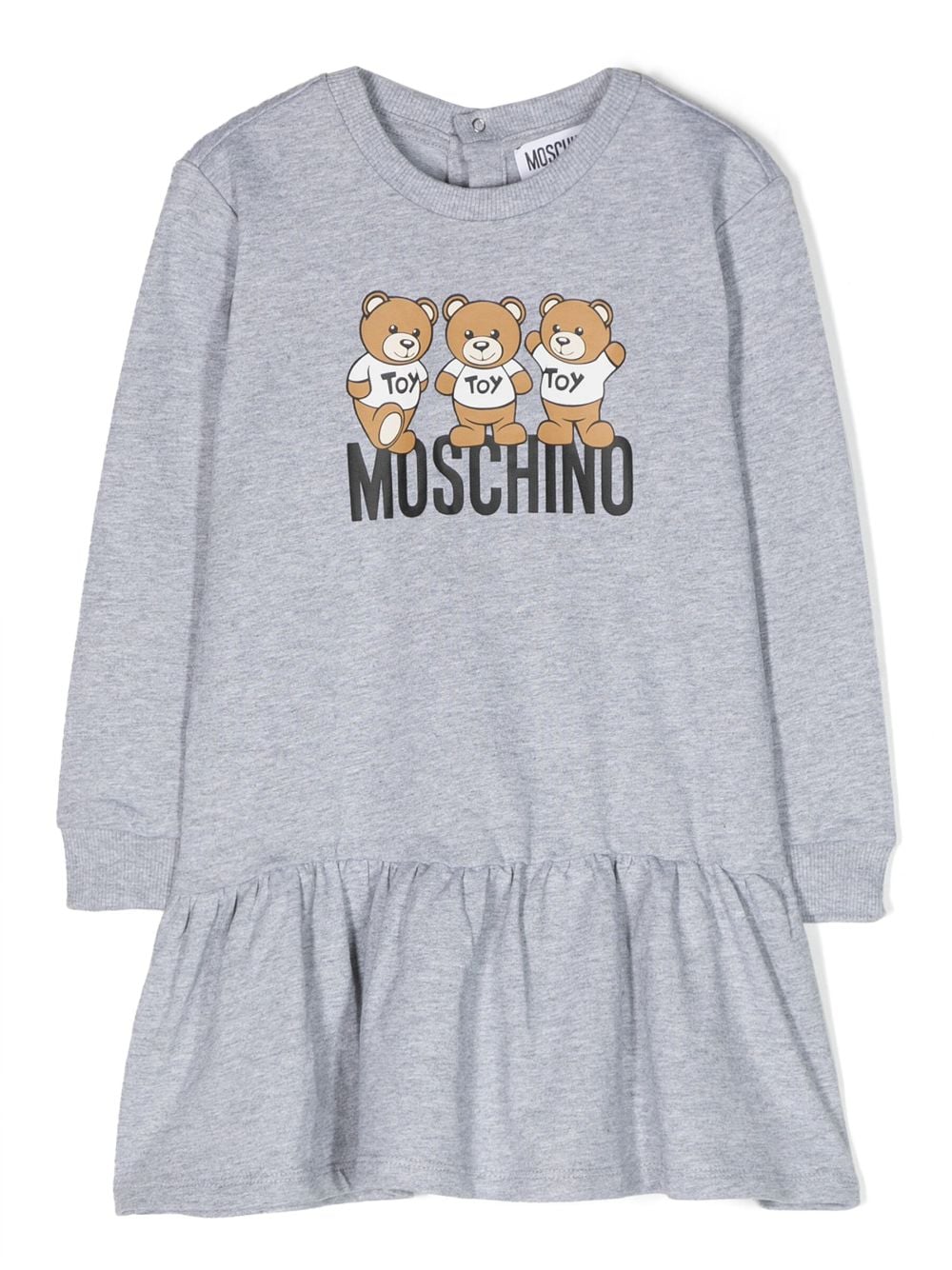 Moschino Babies' Logo-print Cotton Dress In Grey