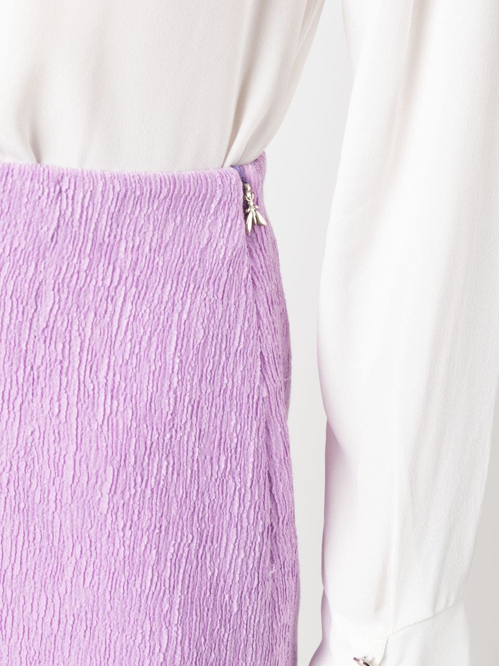 Shop Patrizia Pepe High-waisted Embossed-finish Miniskirt In Purple