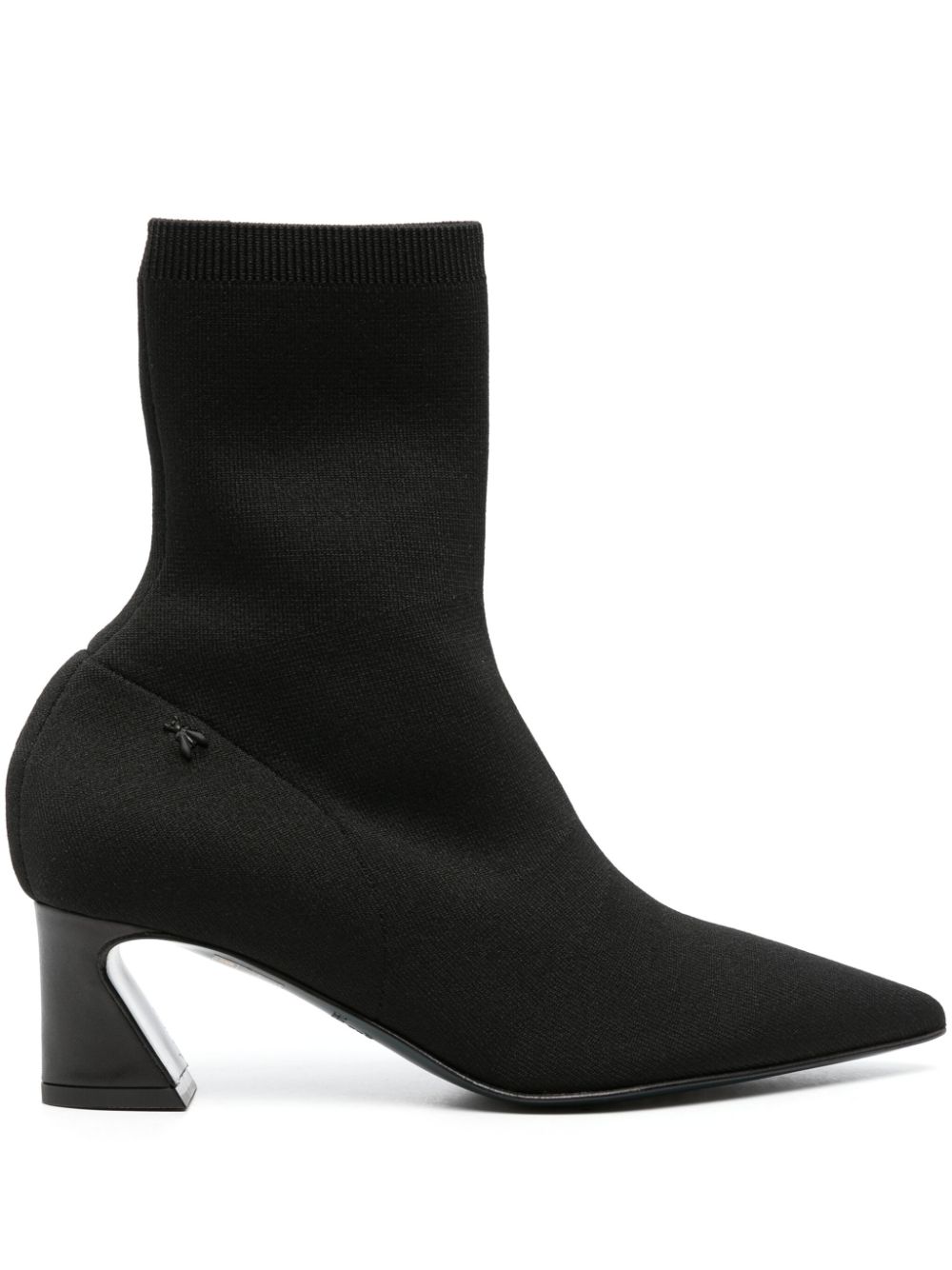 Patrizia Pepe Knitted 60mm Leather Ankle Boots Black