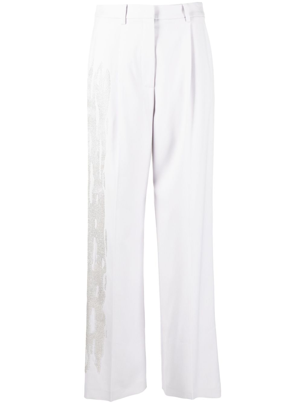 Patrizia Pepe Bead-embellished Straight-leg Trousers In Grey