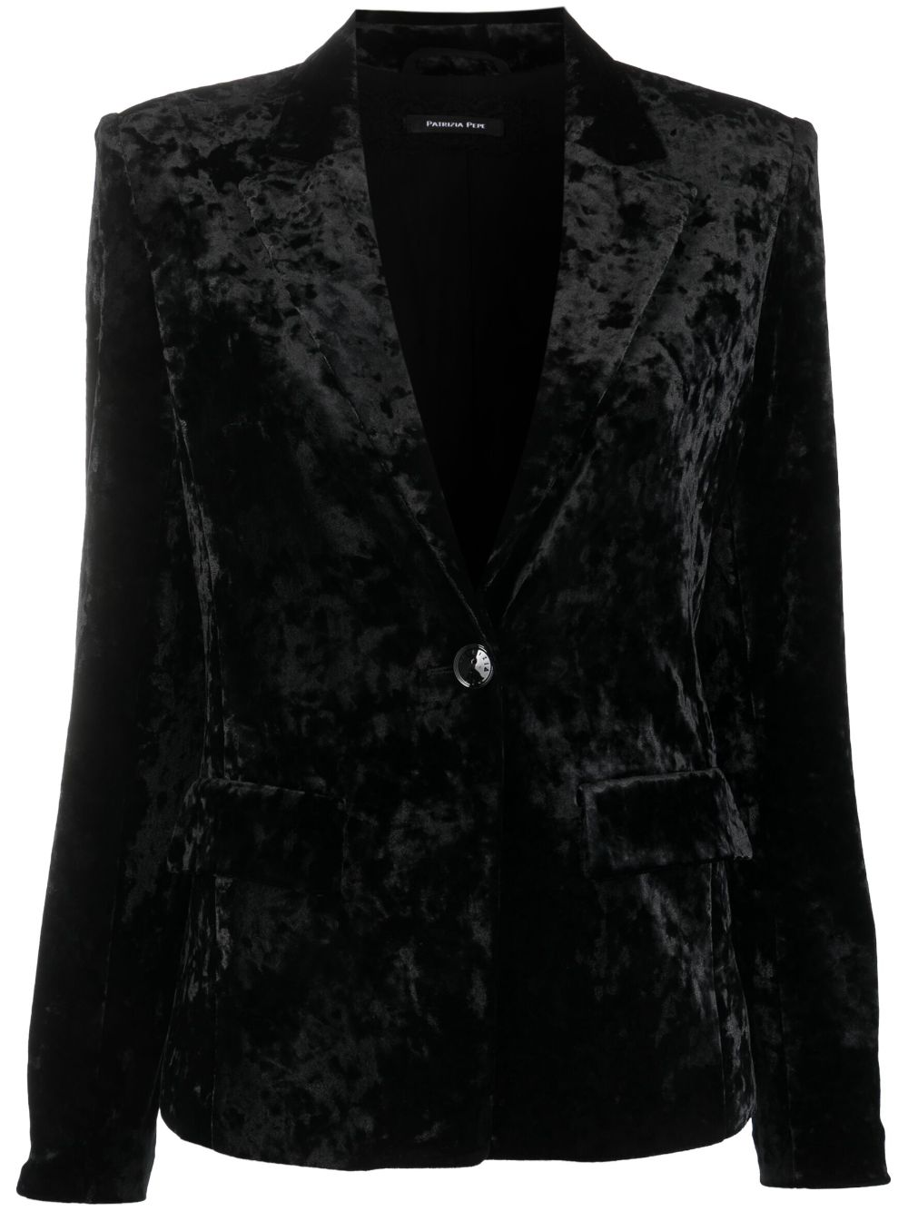 Patrizia Pepe crushed-velvet single-breasted blazer - Black