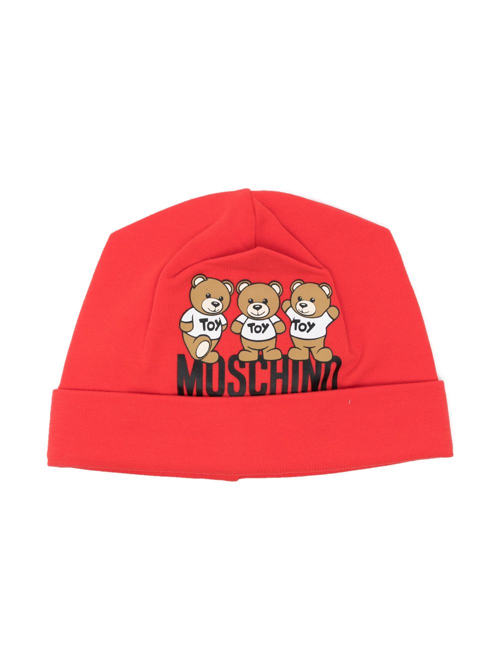 Moschino Kids Teddy Bear cotton beanie - Red