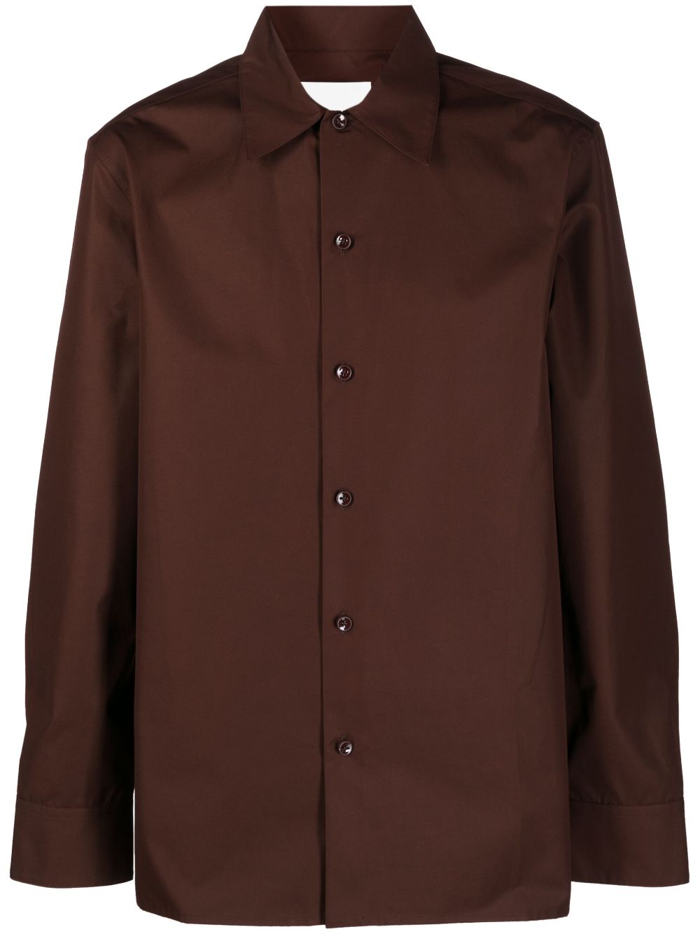 Shop Jil Sander Pointed-collar Cotton Shirt In Brown