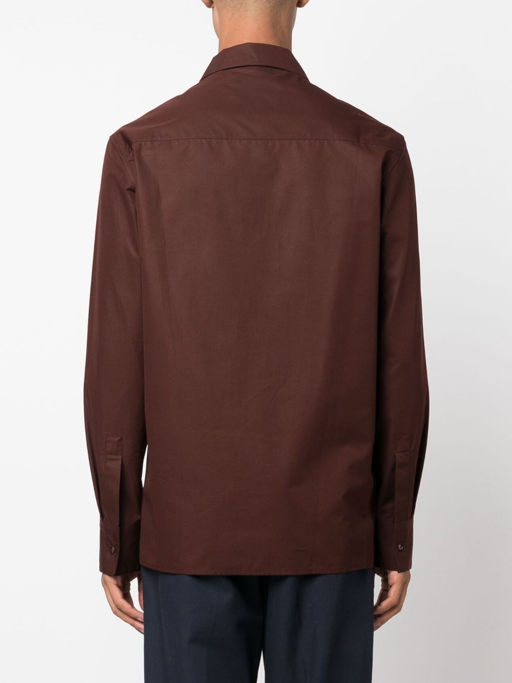 Shop Jil Sander Pointed-collar Cotton Shirt In Brown