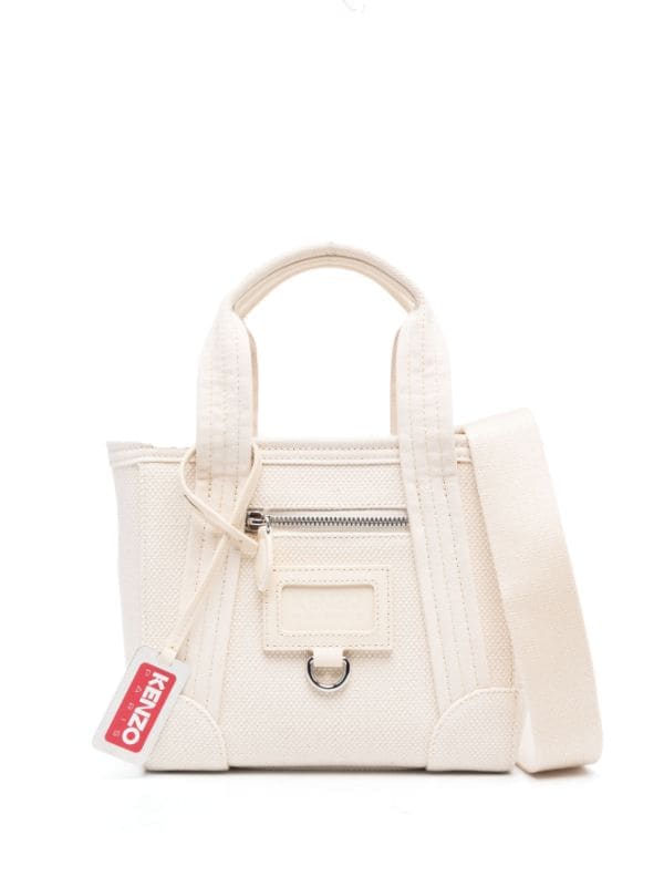 Kenzo Mini Paris Canvas Tote Bag White FARFETCH AM