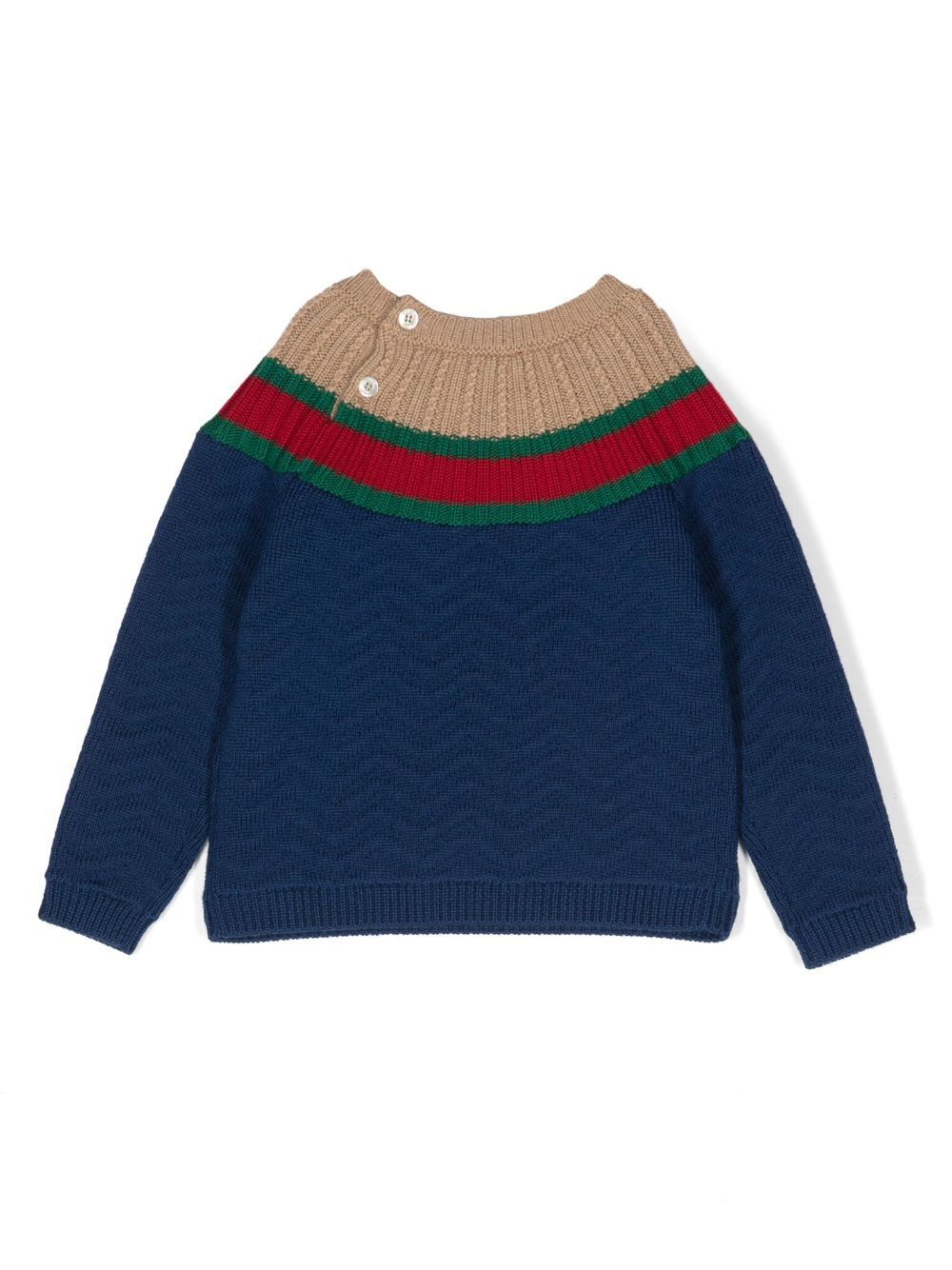 Gucci Kids stripe-detailing crew-neck jumper - Blue