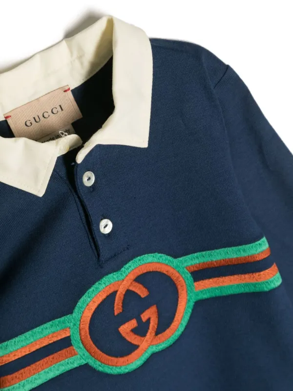【GUCCI チルドレンズ】ベビー インターロッキングG Gucci Kids インターロッキングG ロンパース | ブルー | FARFETCH JP