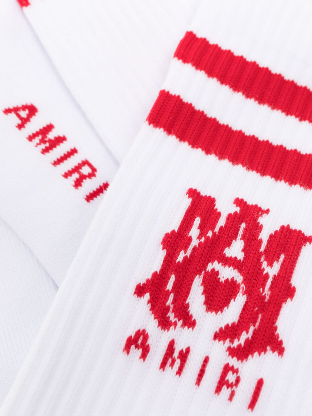 Shop Amiri Intarsia-knitted Logo Socks In White