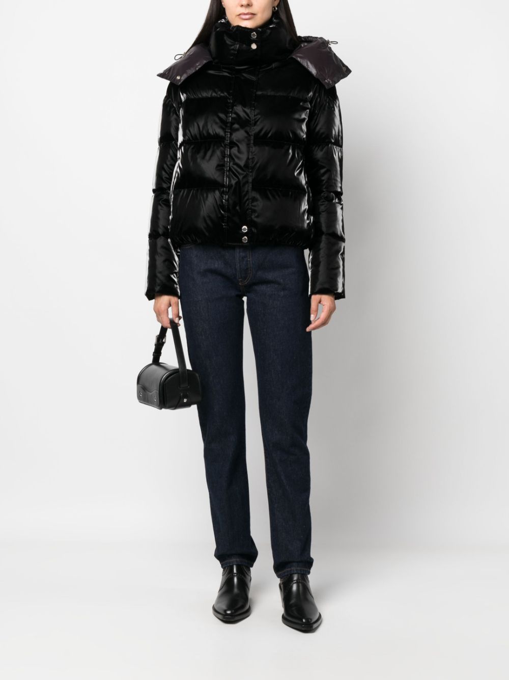 Patrizia Pepe high-neck padded jacket - Zwart