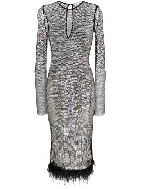 Patrizia Pepe rhinestone-embellished sheer midi dress