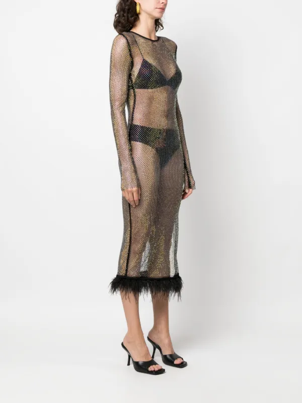 Patrizia Pepe Abito Midi Semi Trasparente Nero FARFETCH IT