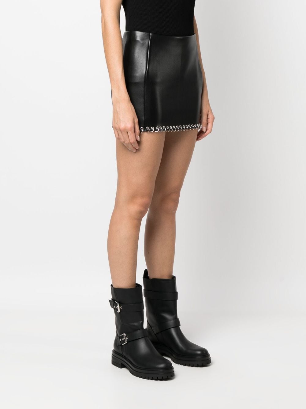 Shop Patrizia Pepe Ring-detailing Miniskirt In Black