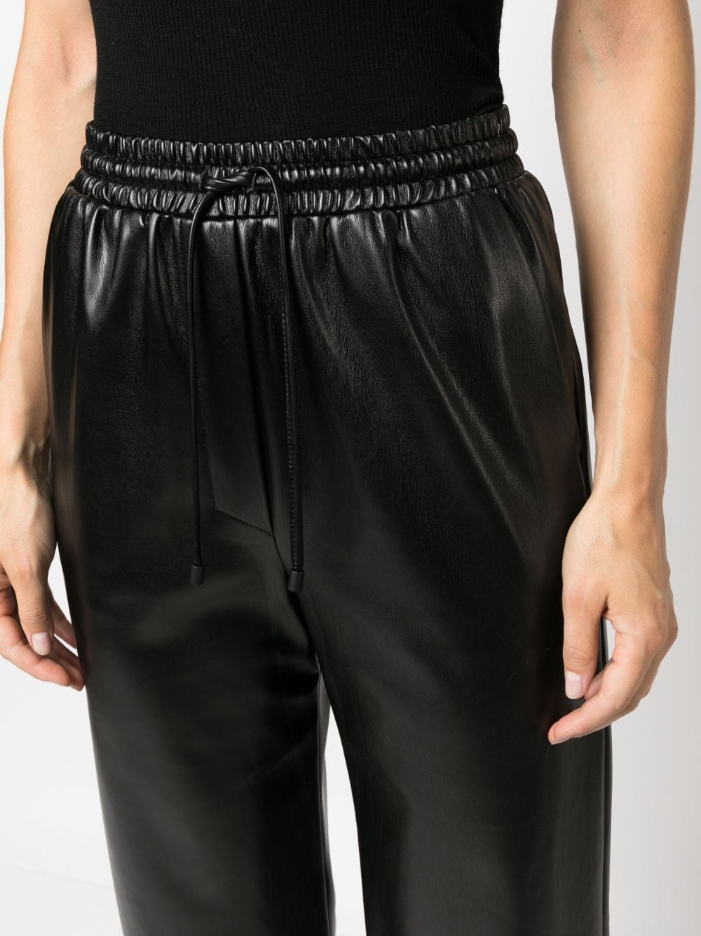 Shop Patrizia Pepe Drawstring-waist Patent-finish Trousers In Black