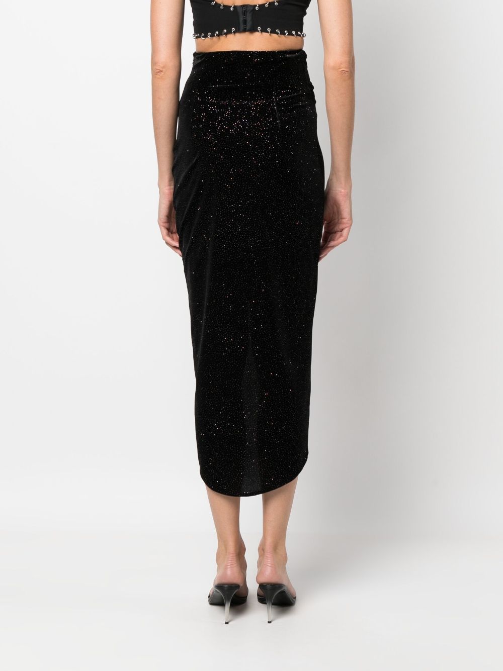 Shop Patrizia Pepe Gathered Glitter Asymmetric Skirt In Black