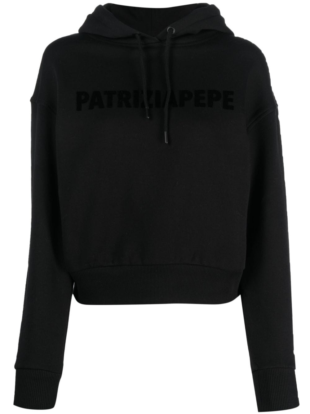 Patrizia Pepe Logo-appliqué Cotton Hoodie In Black
