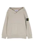 Stone Island Junior Compass-patch cotton hoodie - Grey