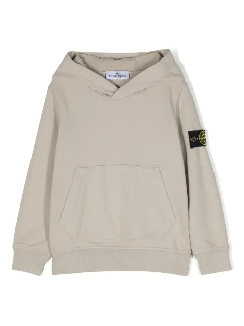 Stone Island Junior Compass-patch cotton hoodie