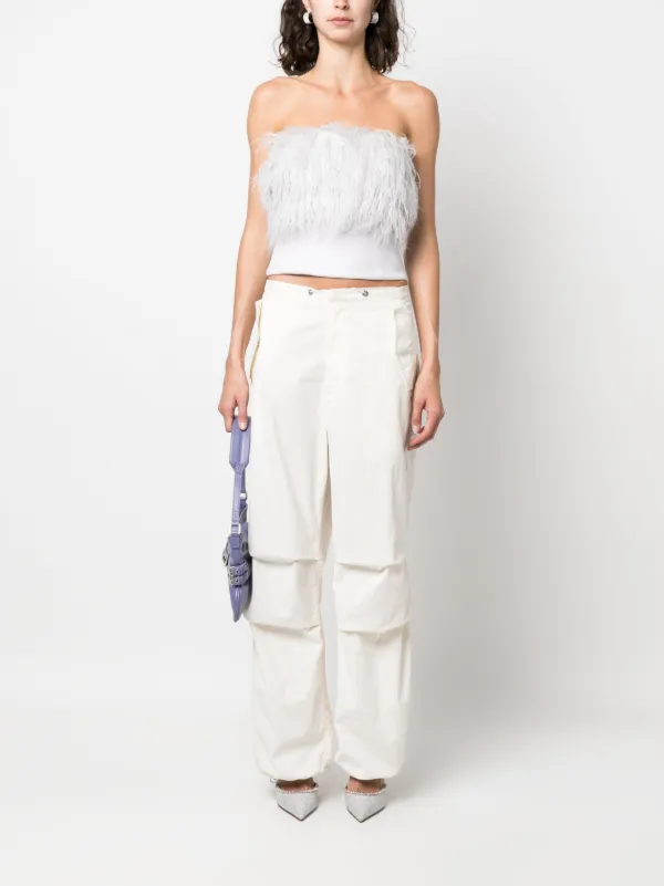 Patrizia Pepe fur-detailing Strapless Top Purple FARFETCH IL