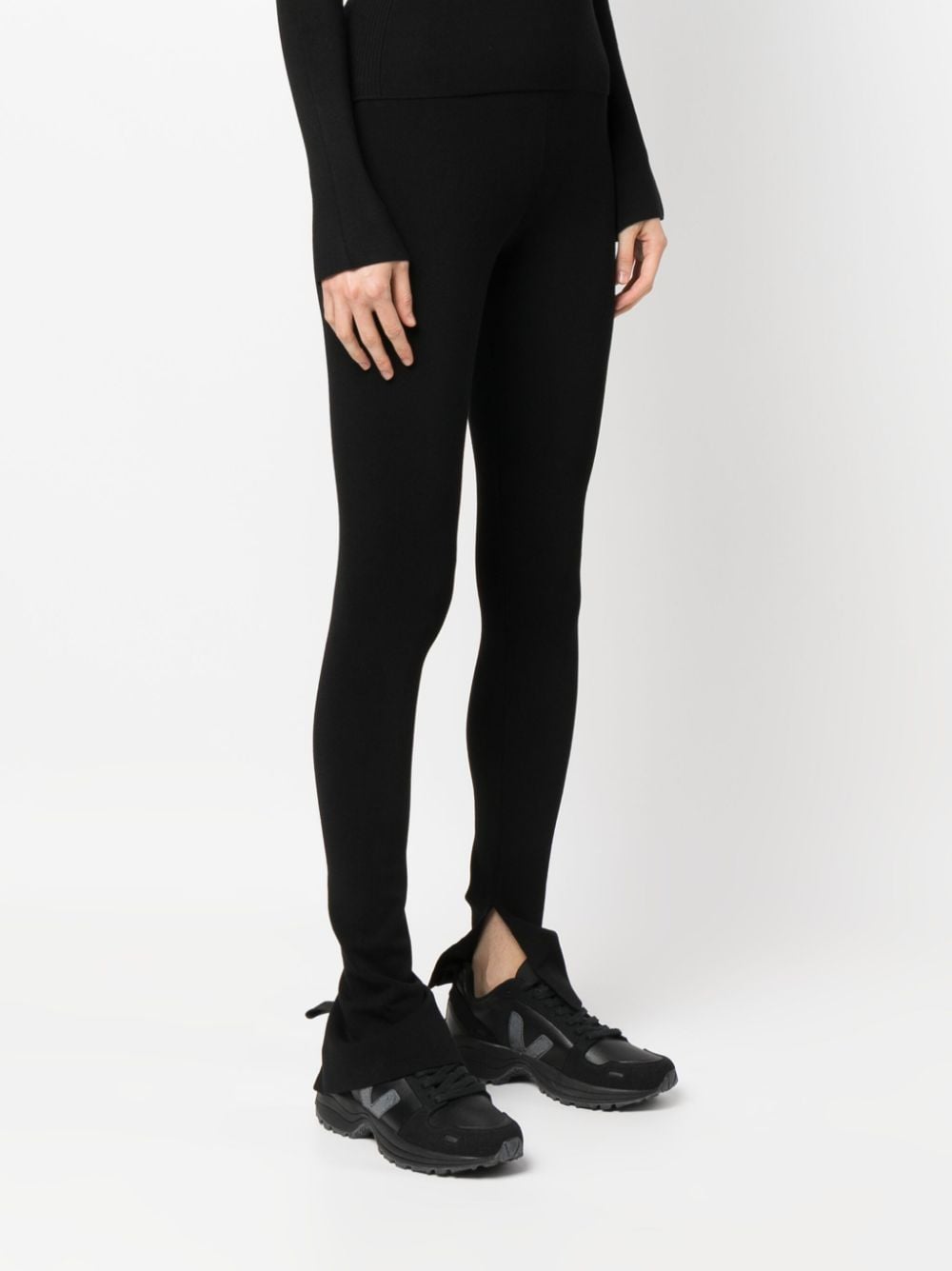 Shop Patrizia Pepe Essential Logo-waistband Leggings In Black