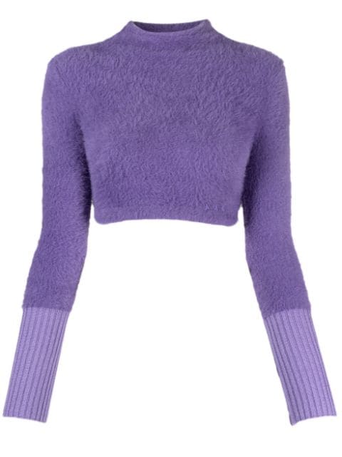 brushed-effect cropped jumper