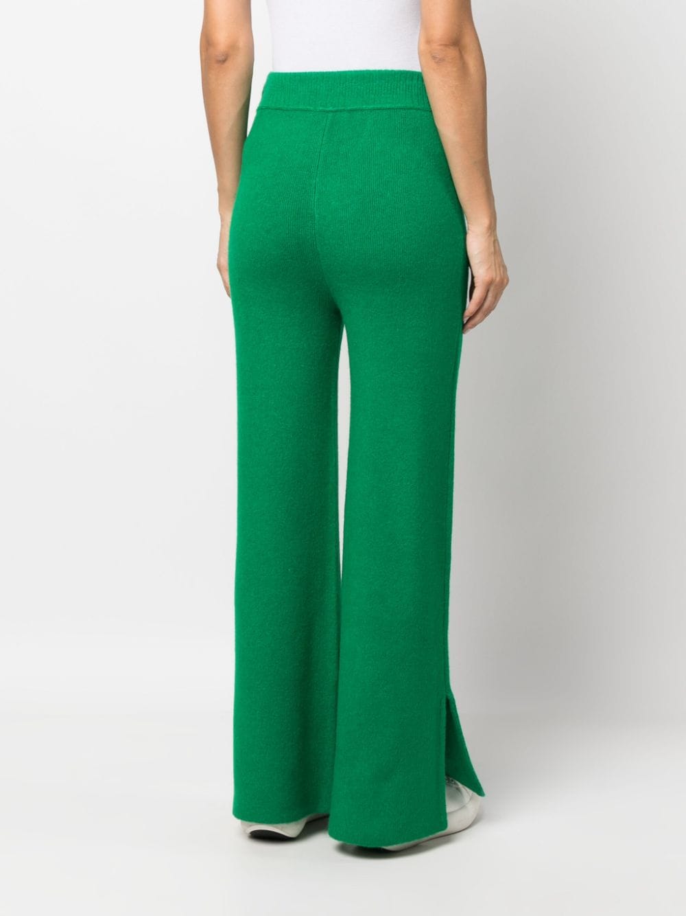 Shop Patrizia Pepe Knitted Wide-leg Trousers In Green