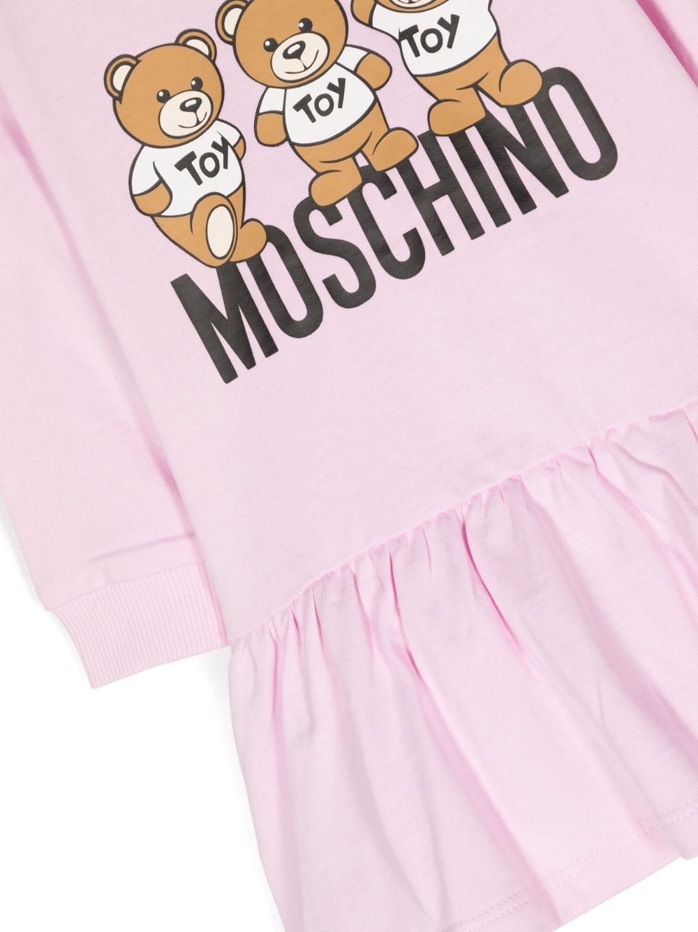 Shop Moschino Logo-print Long-sleeve Dress In Pink