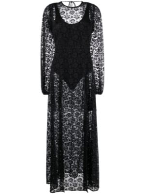 Black Lace Sheer Maxi Dress