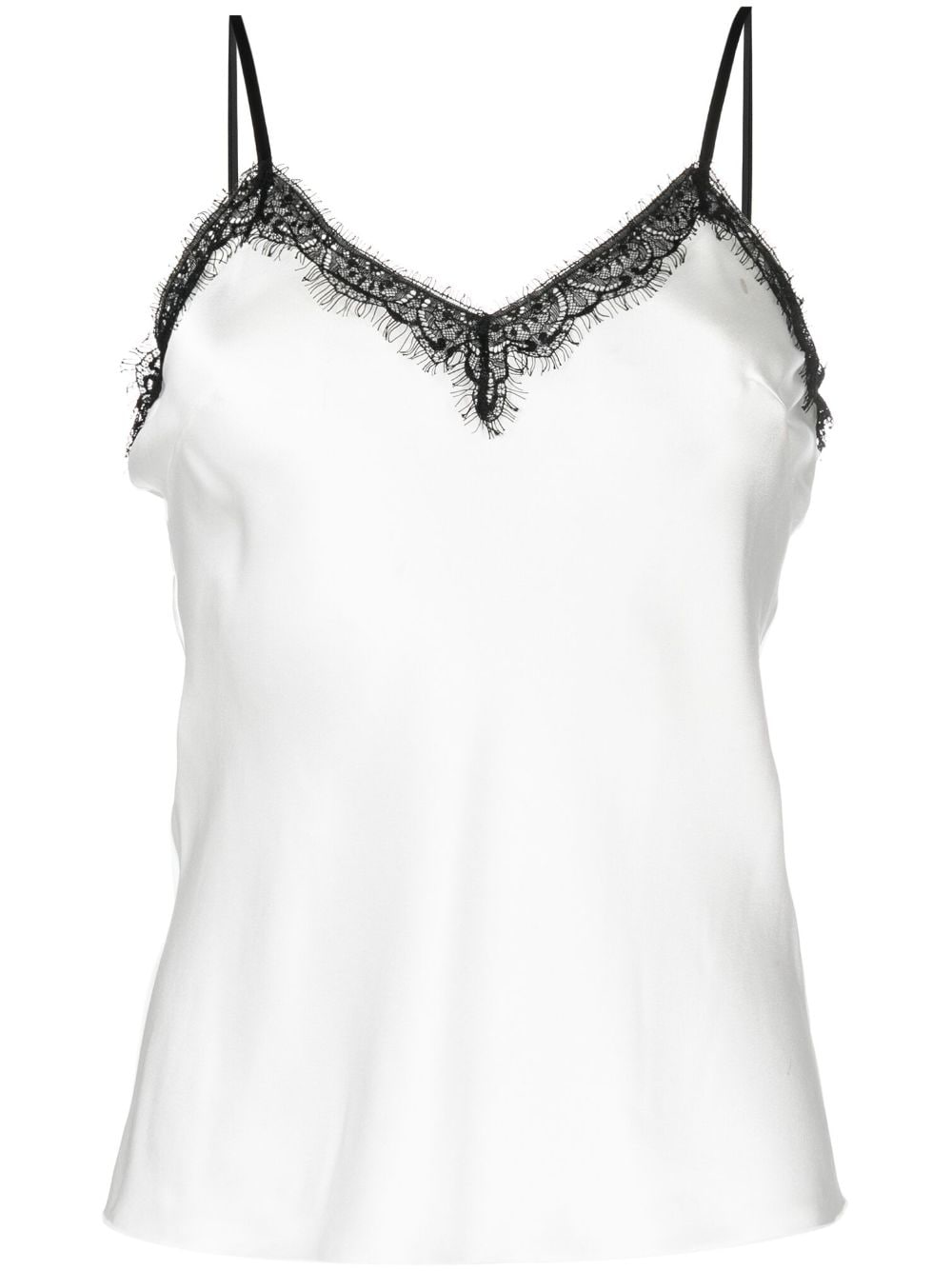 Shop Alberta Ferretti Lace-trim Satin Camisole Top In White