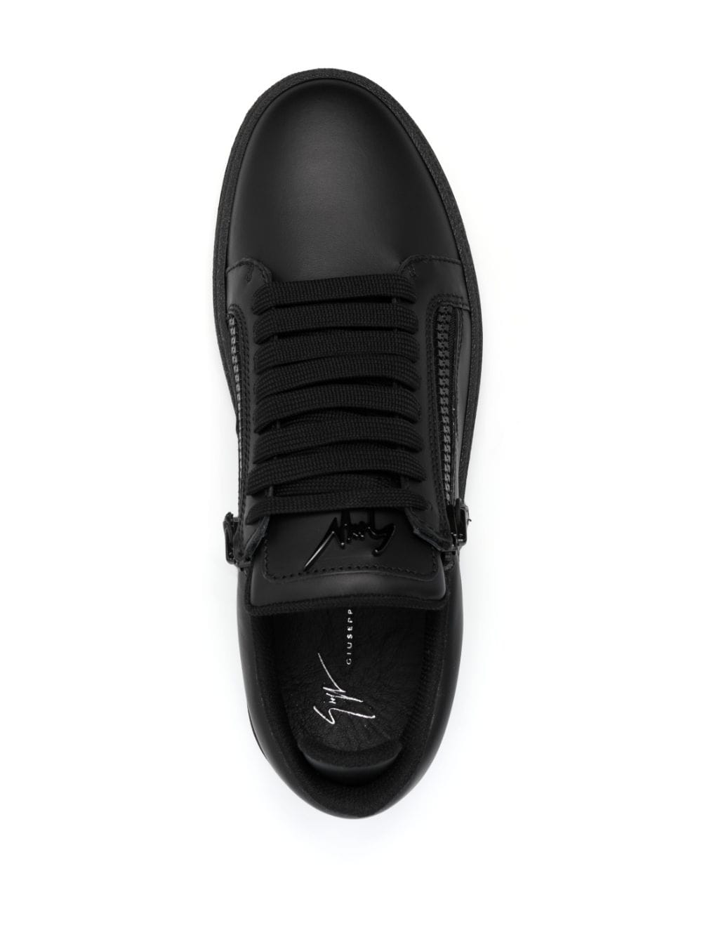 Shop Giuseppe Zanotti Side-zip Leather Low-top Sneakers In Black