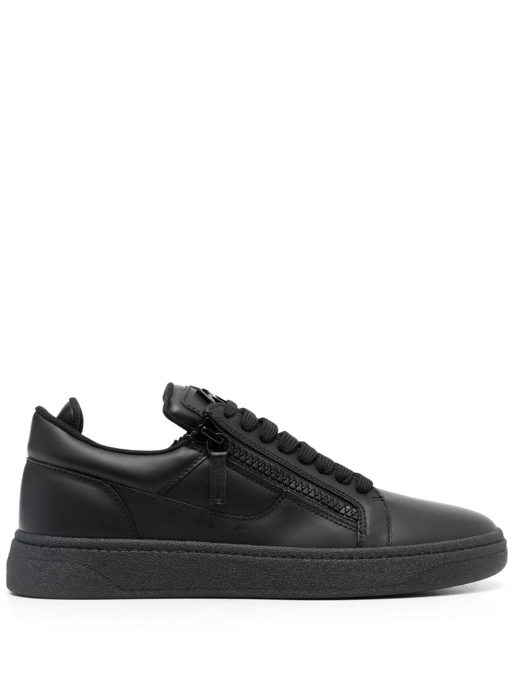 Giuseppe Zanotti Side-zip Leather Low-top Sneakers In Black