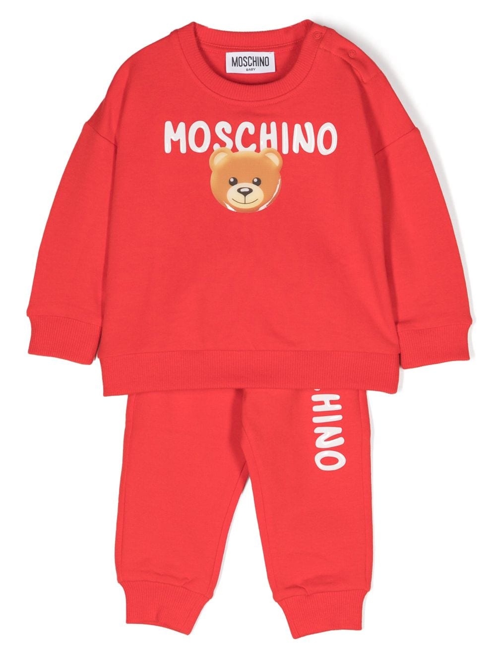 Moschino Babies' Logo-patch Velvet Tracksuit In Red
