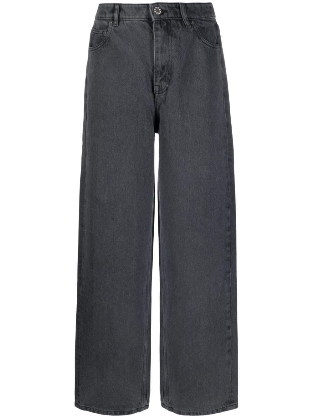 Rotate Birger Christensen Logo-embellished Wide-leg Jeans In Grey
