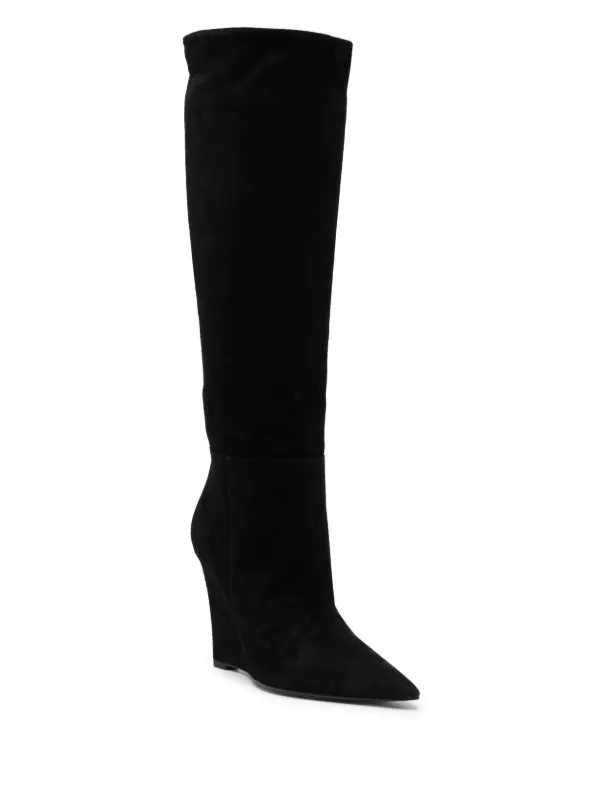 Black suede clearance calf high boots