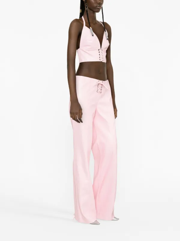 Baby pink wide leg trousers hotsell