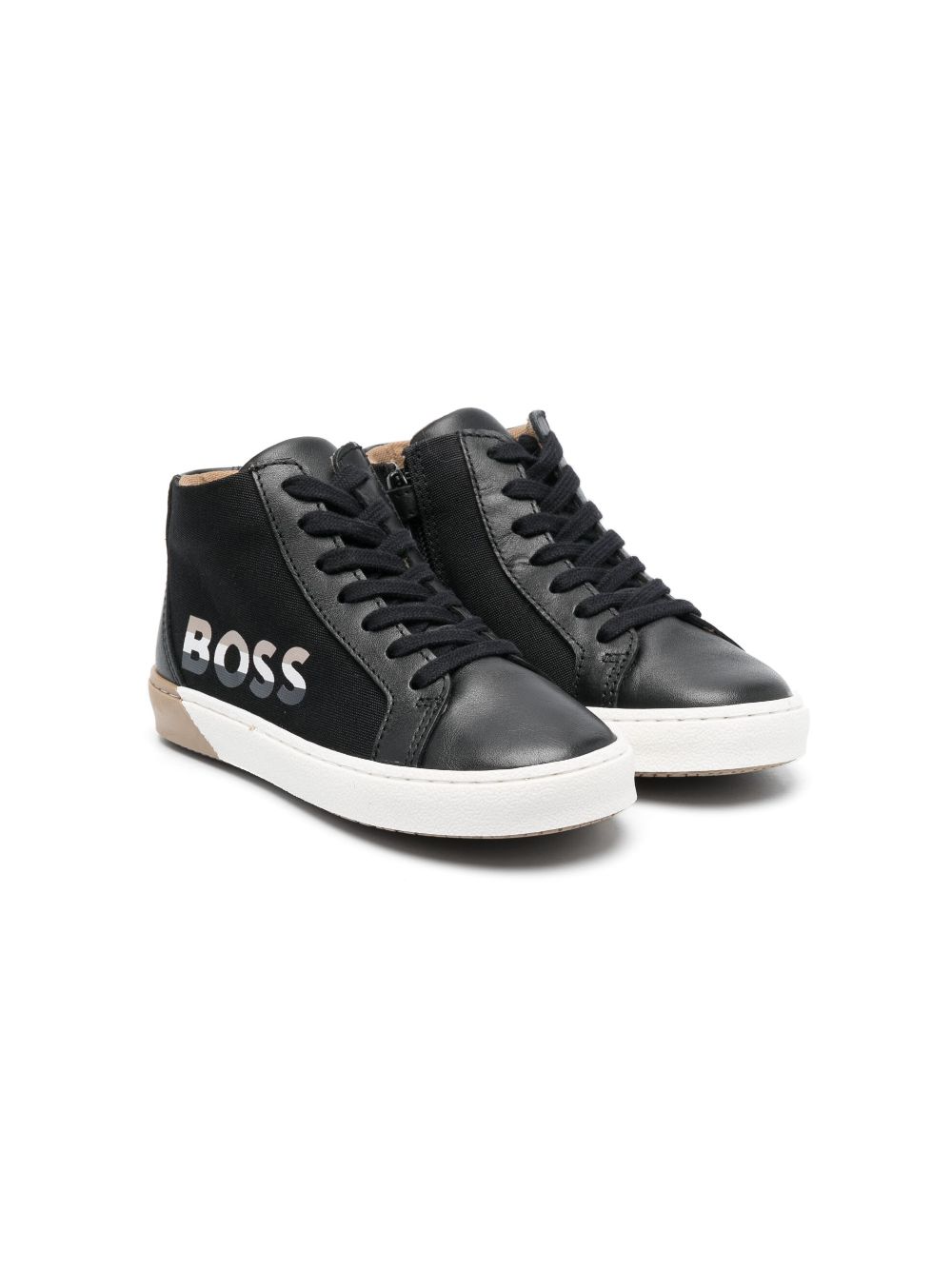BOSS Kidswear logo-print hi-top sneakers - Black