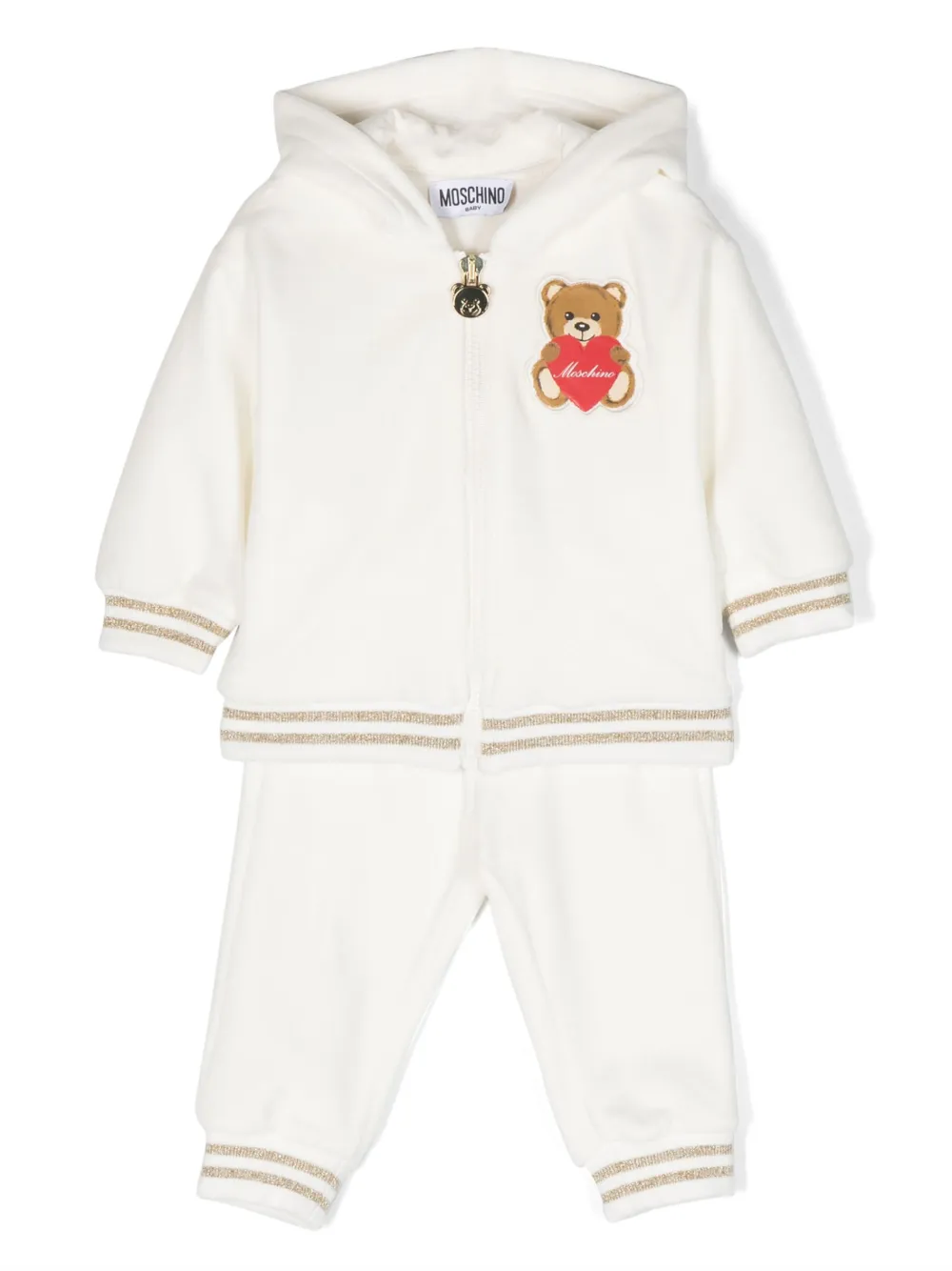 Image 1 of Moschino Kids logo-patch cotton tracksuit set