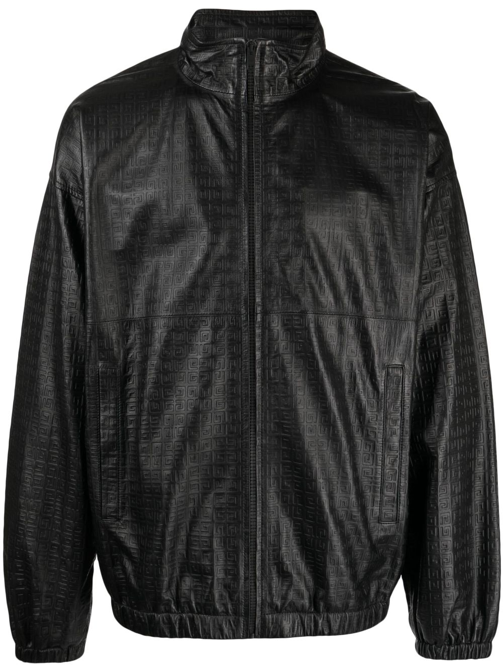 Shop Givenchy Embossed-4g Leather Jacket In Black
