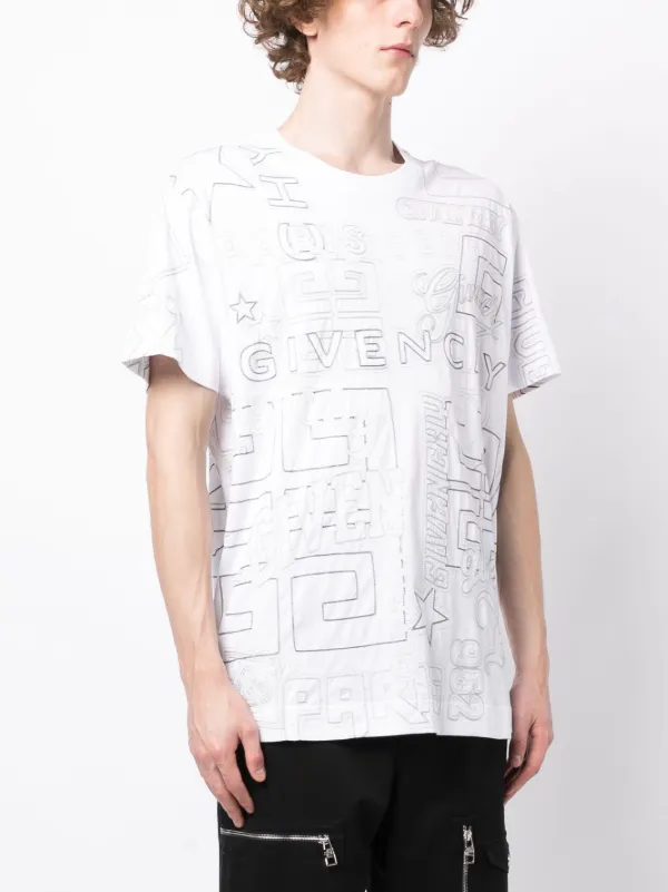Tシャツ・カットソー GIVENCHY Men T Shirts BM71MG3YPL100 White Givenchy embroidered-design Cotton T-shirt | White | FARFETCH